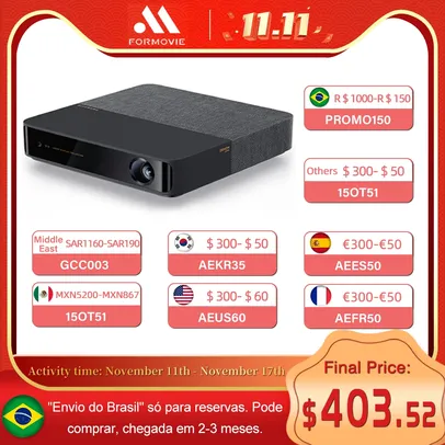 [NO BRASIL] Formovie S5 Mini Projetor Portátil Full HD para Home Theater, 1100ANSI, Cor