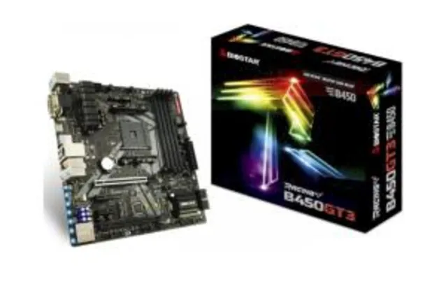Placa Mãe Biostar Racing B450GT3, Chipset B450, AMD AM4, mATX, DDR4 | R$649