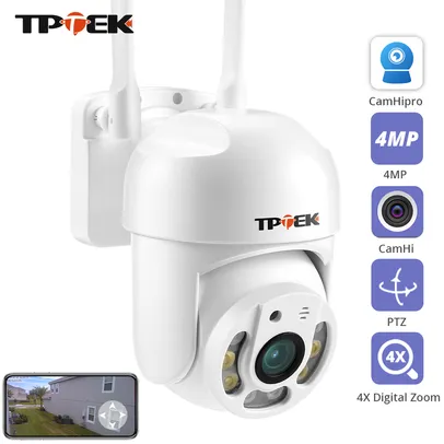 Câmera de Vigilância IP PTZ WiFi, Zoom Digital 4X, CCTV 1080P, Proteção de Segurança Externa