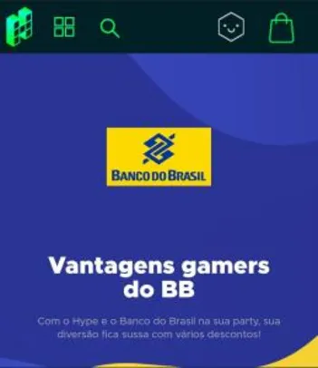 Clientes BB - Hype Games (Level UP) - Gift Cards com desconto para clientes Banco do Brasil