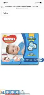 (Prime) Huggies Fralda Tripla Proteção Mega P, 60 Fraldas | R$35