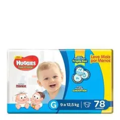 2 Pacotes Fralda Huggies Tripla Proteção G 78 Unidades cada | R$81