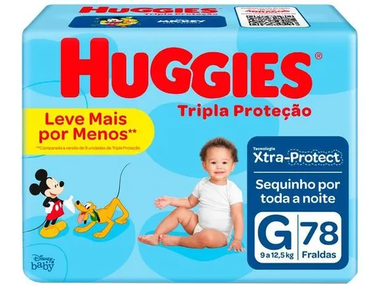 Fralda Huggies Tripla Proteção Tam. G - 9 a 12,5kg 78 Unidades 