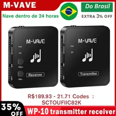 Transmissor Sem Fio Da Orelha Receptor Traseiro Recarregável - 1RE 1TR M-vave Wp-10 2.4ghz 