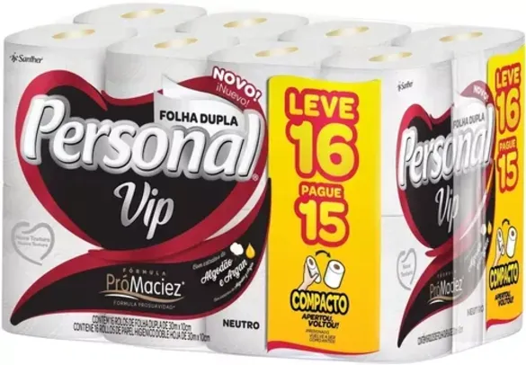 Papel Higiênico Neutro Folha Dupla Personal 30m Leve 16 Pague 15