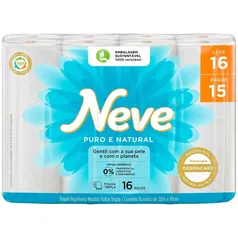 Papel Higiênico Neve Folha Tripla Puro e Natural Neutro - 16 Rolos