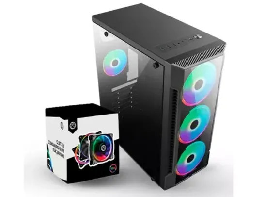 Gabinete Gamer + Cooler Gamer Com Lateral De Vidro Bivolt