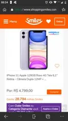 Compre IPhone 11 roxo 128 GB ganhe 28.794 milhas