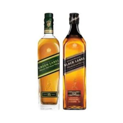 Whisky Johnnie Walker Green Label 750ml + Whisky Black Label 750ml