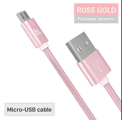 Cabo Micro USB Hoco Premium com cabo em Nylon - 1 metro - Rose Gold