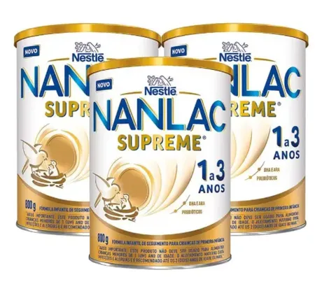 NANLAC Supreme 1+ Fórmula Infantil de Seguimento para Crianças de Primeira Infância de 1 a 3 anos 800g | Kit com três unidades