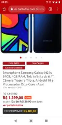 Smartphone Samsung Galaxy M21s 64GB, 4GB | R$1299