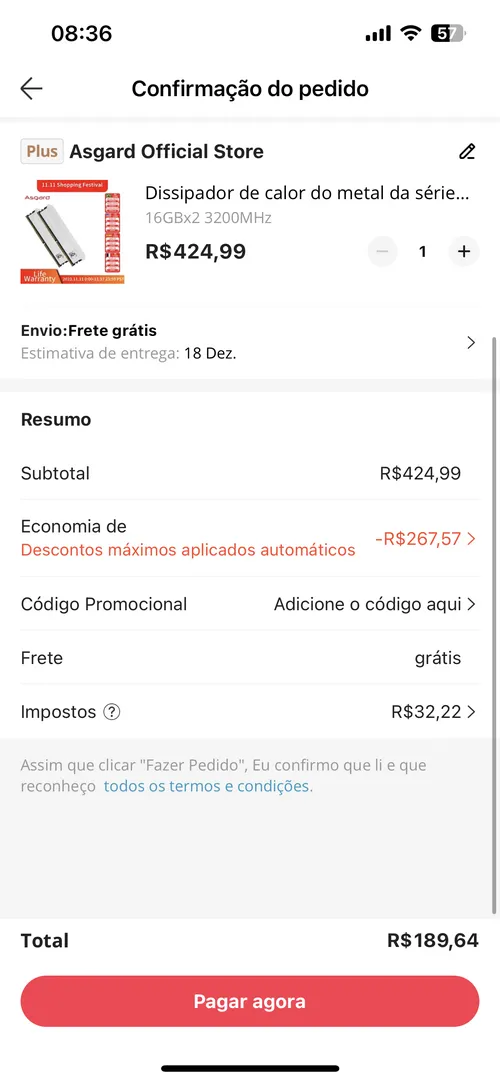 Imagem na descrição da promoção