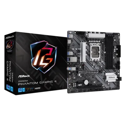 Placa Mãe ASRock Z690M Phantom Gaming 4, Chipset Z690, Intel LGA 1700, DDR4