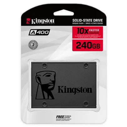 SSD 240 GB Kingston A400, SATA, Leitura: 500MB/s e Gravação: 350MB/s - SA400S37/240G