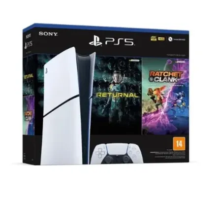 [Com Cashback R$ 2849] Console PlayStation 5 Slim Sony, SSD 1TB, Edição Digital, Com Controle Sem Fio DualSense, 