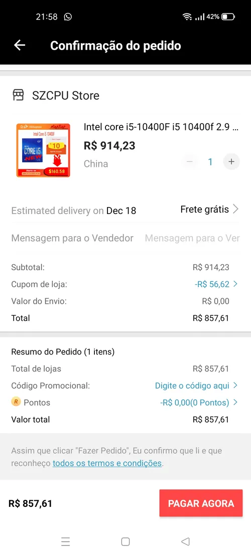 Imagem na descrição da promoção