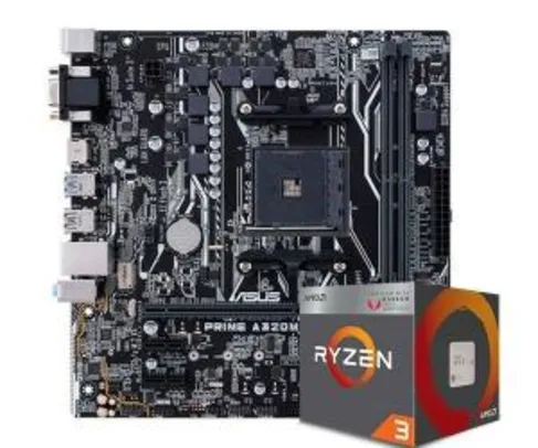 Kit upgrade, AMD Ryzen 3 2200G, Asus A320M-K/BR DDR4 - R$700