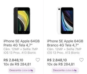 [CLUBE DA LU] iPhone SE 64gb | R$2.848