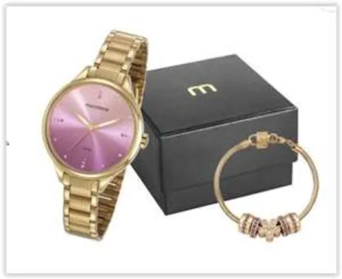 Relógio Feminino Analógico Mondaine 32101LPMKDE1K1 com Pulseira – Dourado | R$ 129