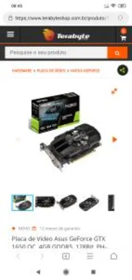 Placa de Video Asus GeForce GTX 1650 OC, 4GB GDDR5, 128Bit | R$709
