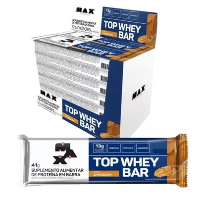 Top Whey Bar (Caixa c/ 12un de 41g) Max Titanium - Amendoim 