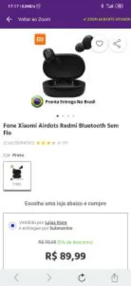 Fone Xiaomi Airdots Redmi Bluetooth Sem Fio R$ 90