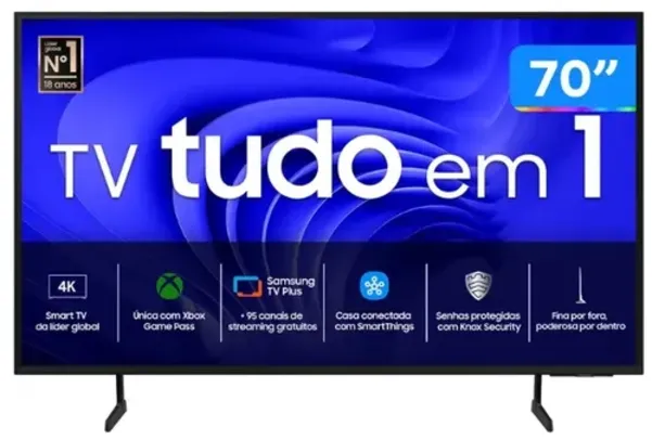 Smart TV 70” 4K UHD LED Samsung 70DU7700 - Wi-Fi Bluetooth Alexa 3 HDMI