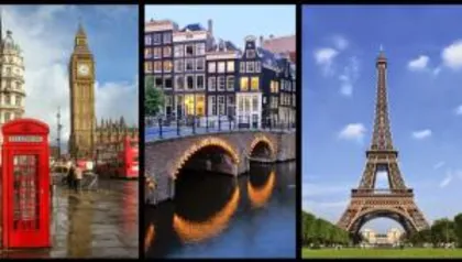 Pacote Amsterdam, Londres e Paris [aéreo + hotel] - R$2.999