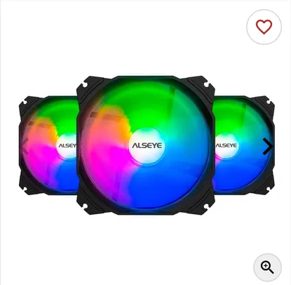 KIT Ventoinhas Alseye Max Series M120-P Black 66CFM RGB 3x120mm, M120-P-BLACK-3xFANS