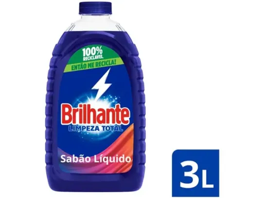 Sabão Líquido Lava Roupas Brilhante Limpeza Total 3L