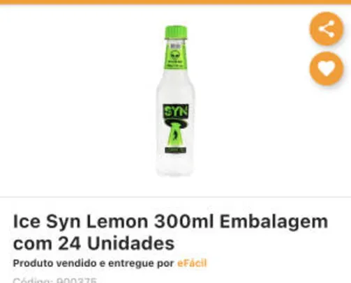 Ice Syn Lemon 300mL | 24 unidades | R$43