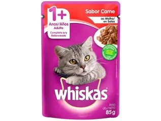 [Cliente Ouro + MagaluPay = R$0,58] Ração Úmida para Gato Adulto Sachê - Whiskas Carne ao Molho 85g