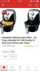 Fritadeira Elétrica Sem Óleo - Air Fryer | R$297