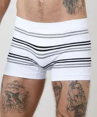 Cueca Masculina Boxer Sem Costura Listrada Branca | R$ 10