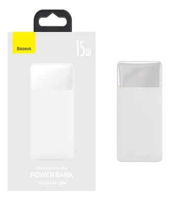 Carregador portátil Baseus 15w Usb/Type-C/Lightning com cabo de carregamento rápido branco