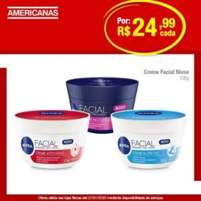 [Lojas Americanas] Creme facial Nivea 100g