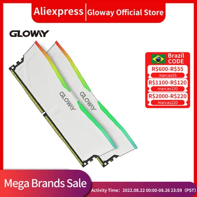 [primeira compra]Gloway Memoria RAM DDR4 3200mhz RGB (8GBX2) 3600mhz 