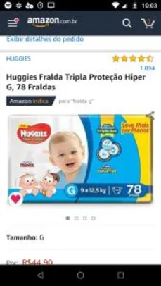 Huggies Fralda Tripla Proteção Hiper G, 78 Fraldas - R$45