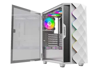 Gabinete Gamer Gamemax Diamond, RGB,  Mid Tower, Vidro Temperado, Branco, S-Fonte, Com 1 Fan