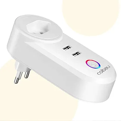 Tomada inteligente WiFi com USB, Controle de longe pelo Celular, Controle Por Voz, Compatível Com Alexa e Google (TUYA)