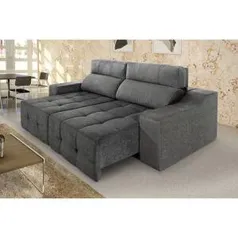 Sofá 4 Lugares Retrátil e Reclinável Connect Plus 2,10 mt Suede Amassado Cinza - Rifletti | R$1159