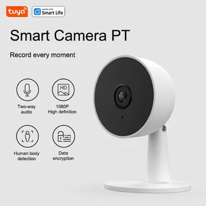 [Com taxa] Câmera de segurança inteligente 2MP HD Tuya Smart 1080p Wi-Fi com rastreamento de movimento