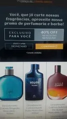 40% Off em produtos selecionados da categoria Perfumaria Masculina na Natura