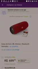 [APP ZOOM] Caixa de Som JBL Xtreme / Bluetooth - Vermelho | R$699