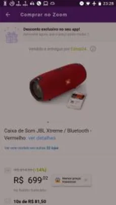 [APP ZOOM] Caixa de Som JBL Xtreme / Bluetooth - Vermelho | R$699