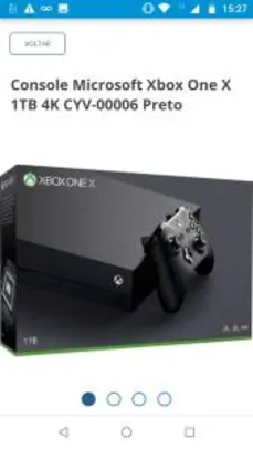 Console Microsoft Xbox One X 1TB + Live 12 Meses 4K Preto - R$1.844