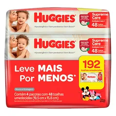 Lenço umedecido huggies supreme care C/192 - (leve 4 pague 3 C/48)