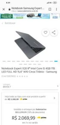 Notebook Expert X20 8ª Intel Core I5 4GB 1TB LED FULL HD 15,6'' W10 - NP350XAA-KFWBR