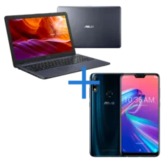 Notebook ASUS VivoBook X543UA-DM3457T Cinza Escuro + Smartphone ASUS Zenfone Max Pro (M2) 6GB/64GB Black Saphire | R$ 3419